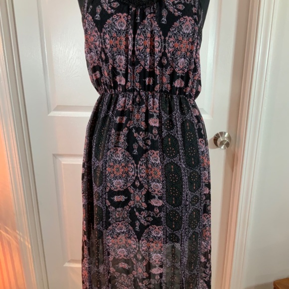 Free People Lace Boho Festival Moroccan Printed Yoke Maxi Dress Size 6 - Picture 4 of 12